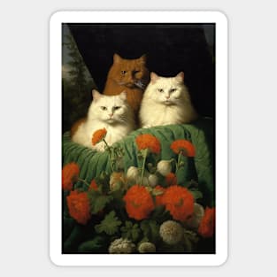 Three Cats On A Green Blanket Magnet